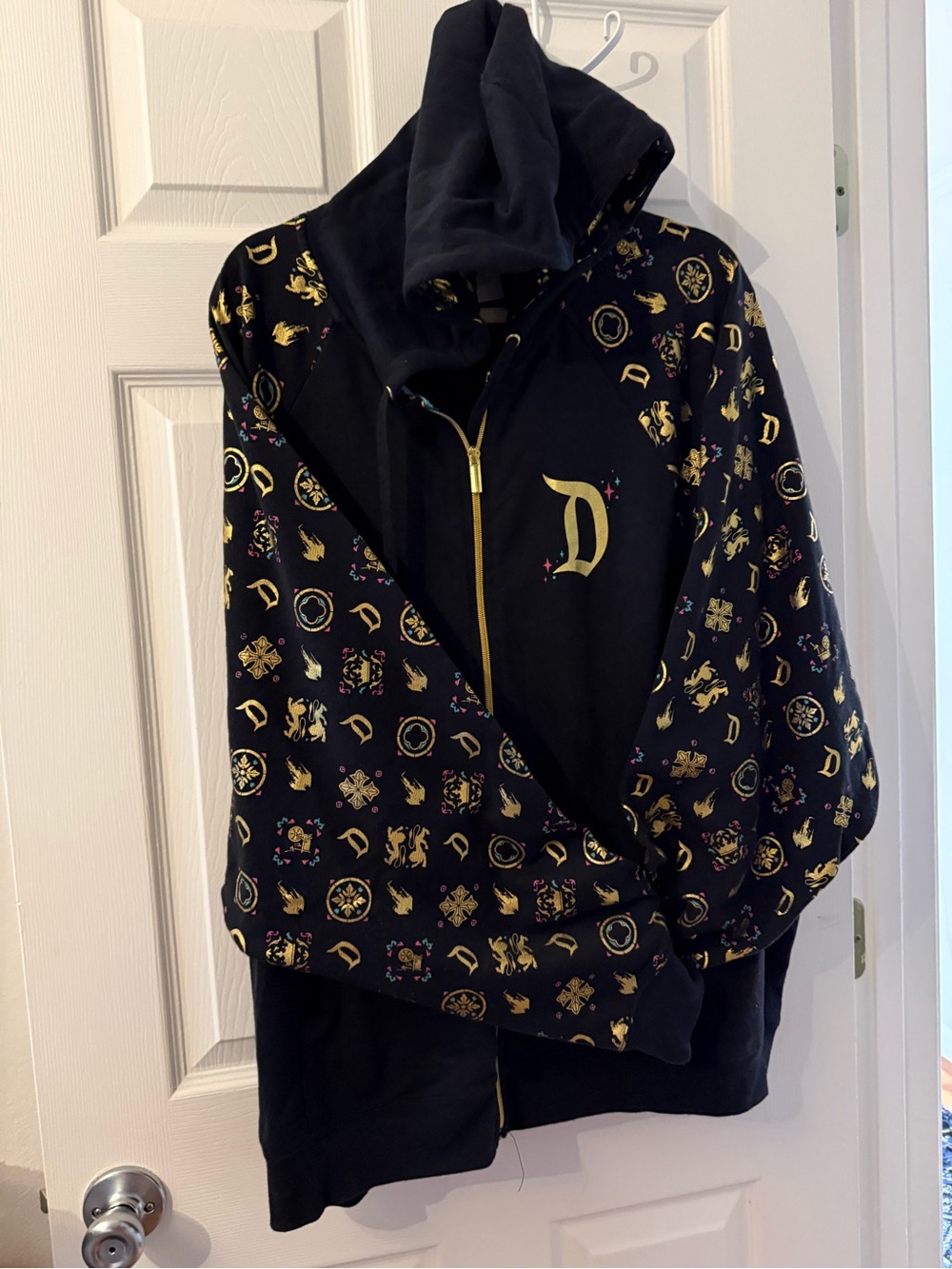 Disney Black & Gold Patterned Zip Hoodie